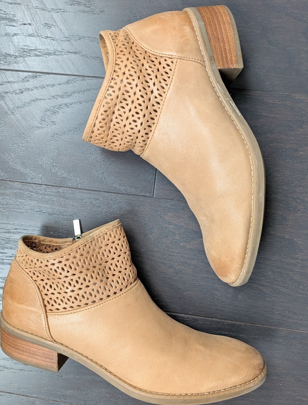 Comfortiva Women's Tan Perforated Ankle Boots - Women's Size 9